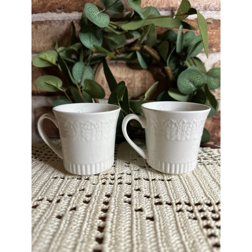 Vintage Ironstone Pontesa Alfar Etrusco Acanthus Spain Espresso Cups Set of 2